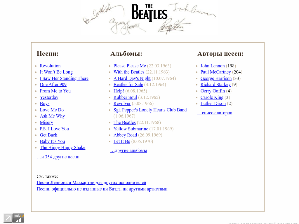 Тексты и аккорды песен The Beatles