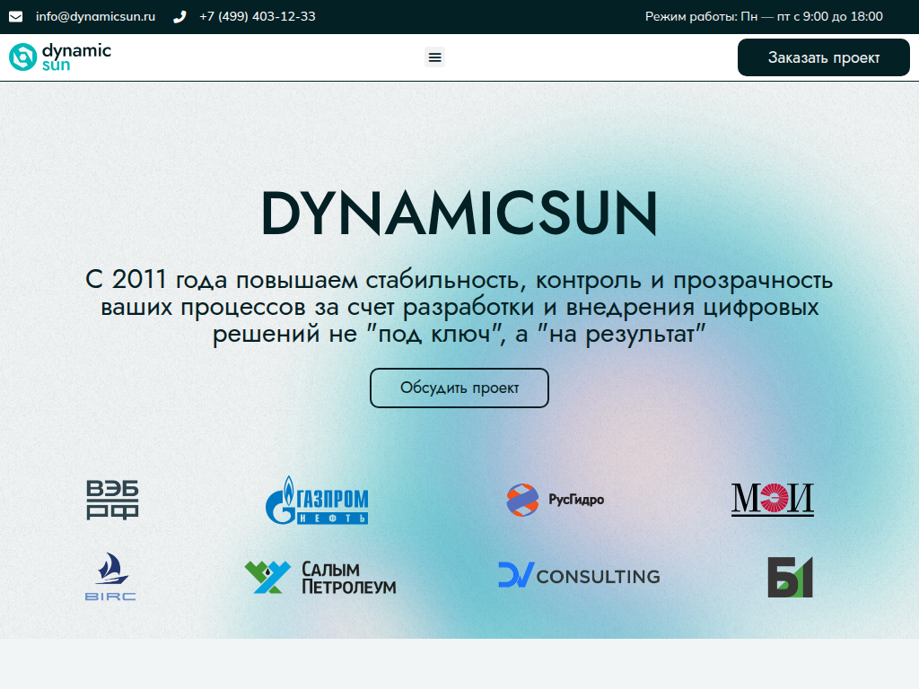 Разработка ИТ решений - компания DYNAMICSUN