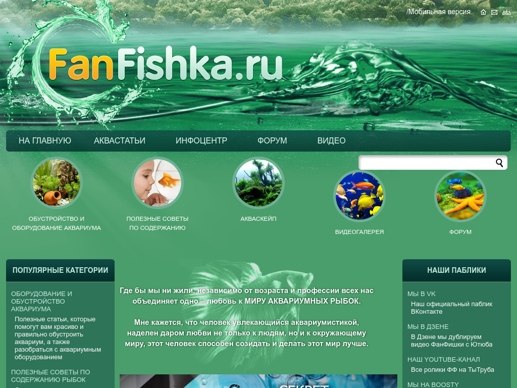 Мир аквариумных рыбок