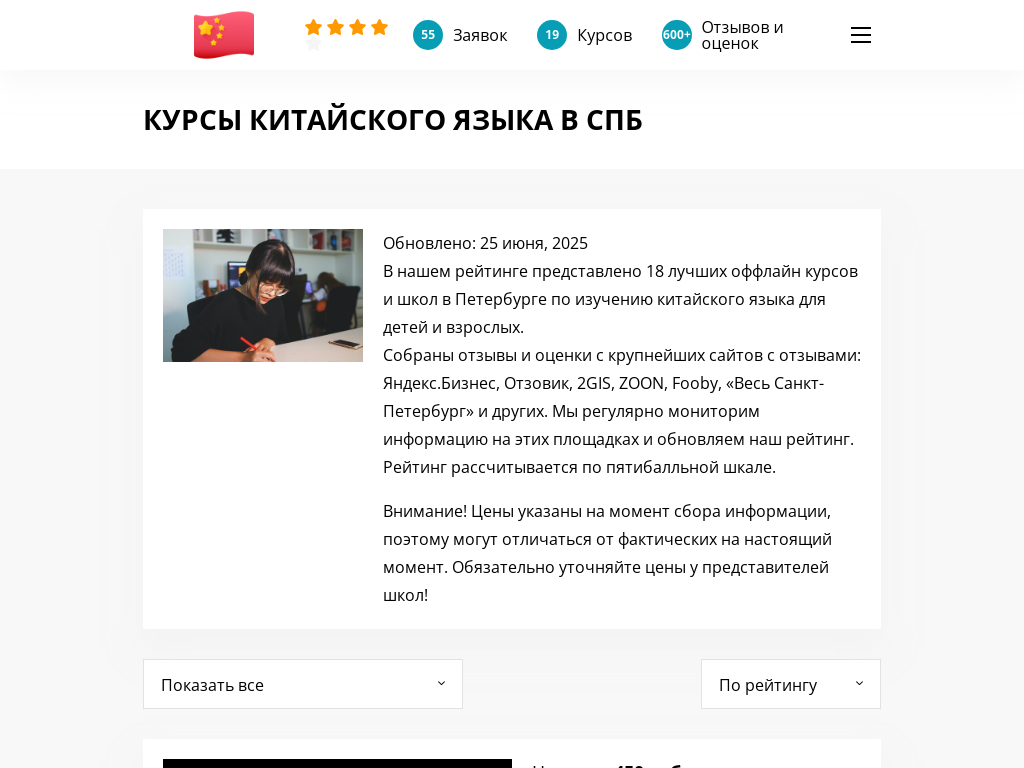 Рейтинг курсов китайского языка в СПб