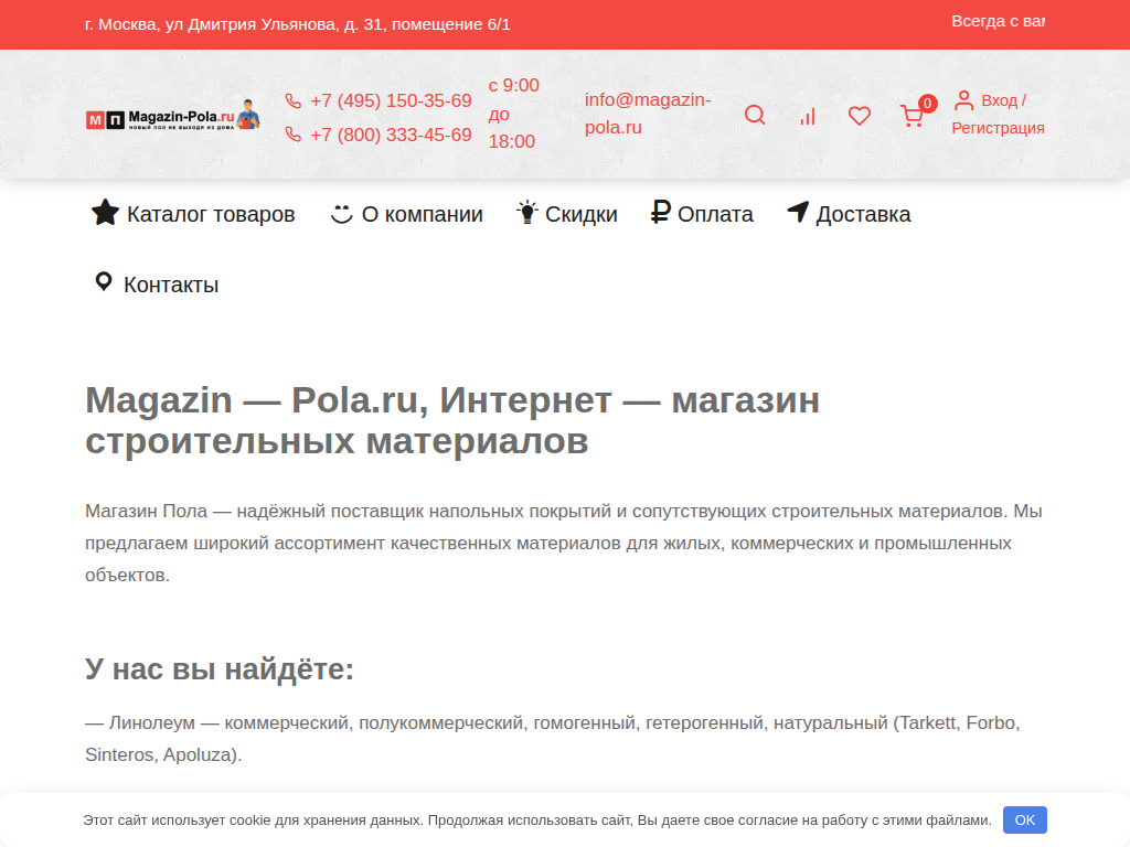 Magazin Pola. ru, Интернет магазин строительных материалов