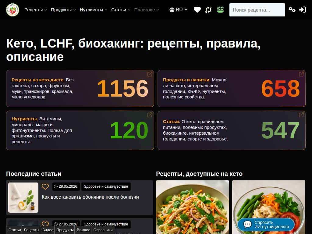 O-Keto: кето, LCHF и рецепты