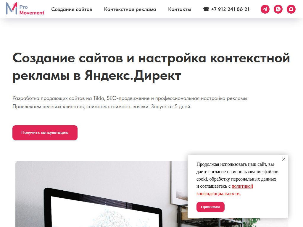 Создание сайтов и настройка рекламы в Яндекс. Директ Pro-Movement