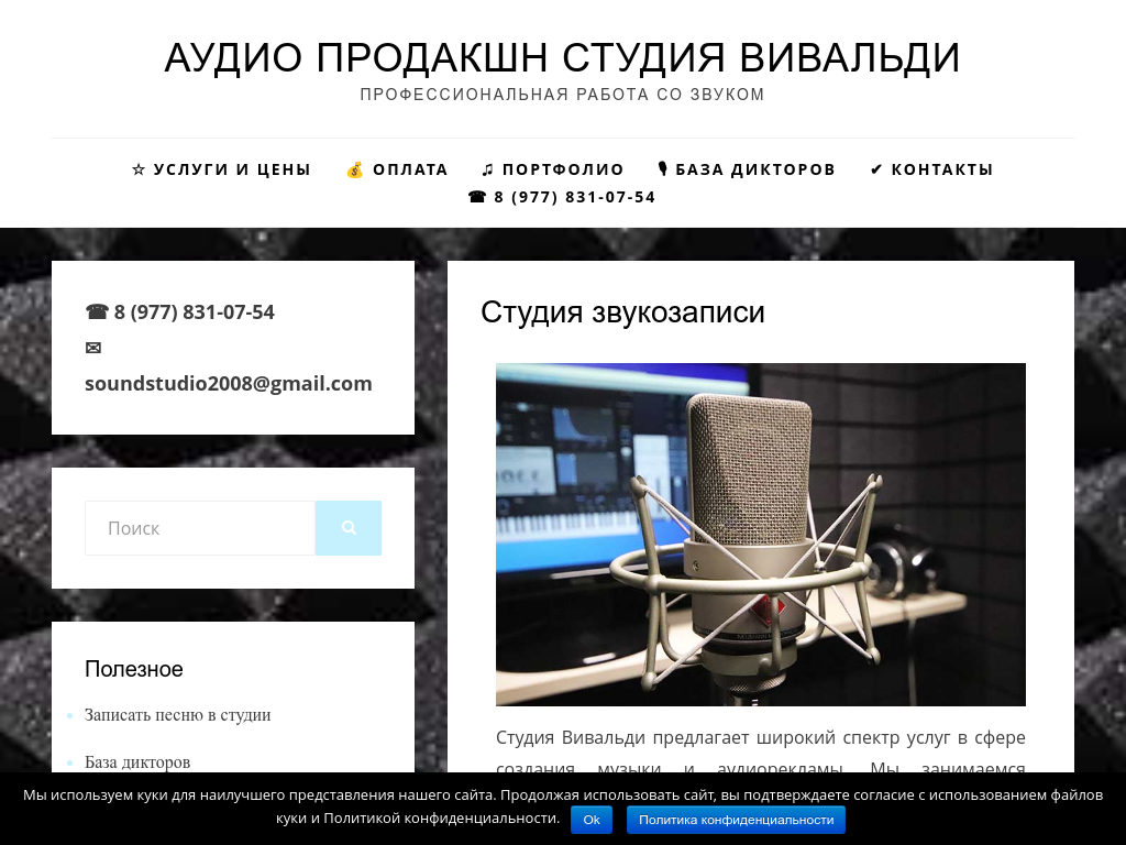 Продакшн-студия Vivaldi - услуги звукозаписи