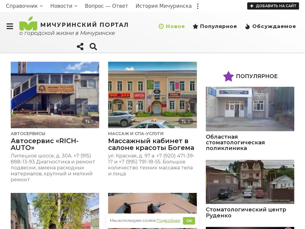 Городской справочник - «Мичуринский портал»